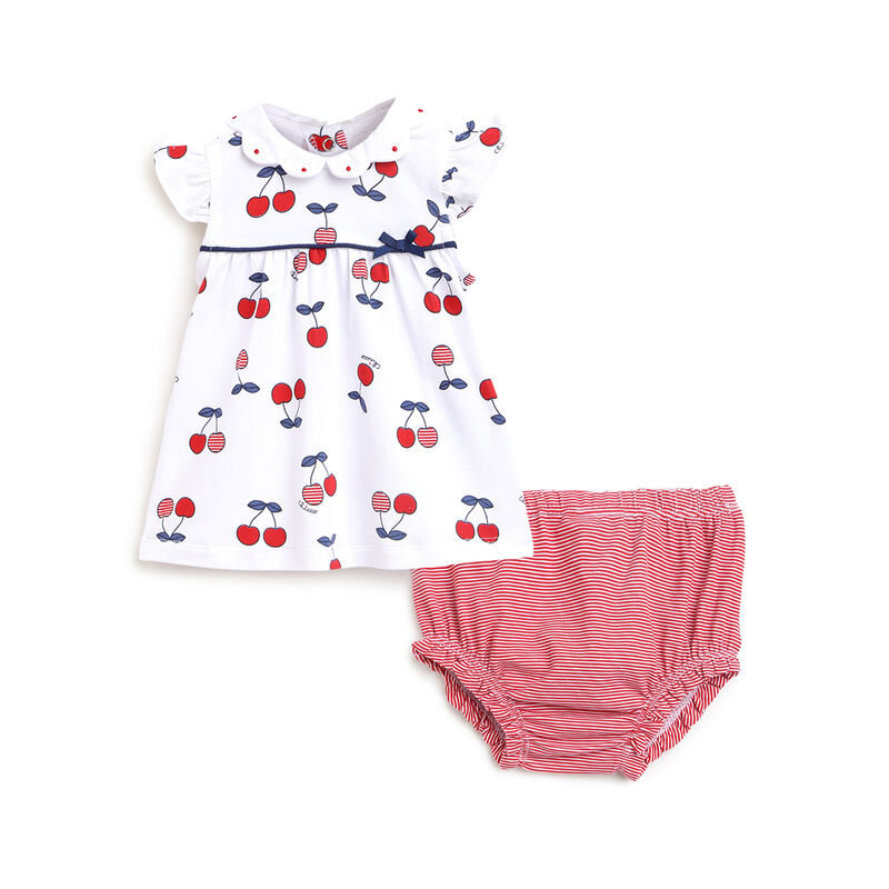 Girls White and Red Printed Outfit with Dress image number 0